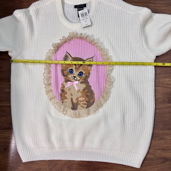 NWT Vintage-Style Cute Kitten Portrait Oversized Sweater - Picture 6 of 14